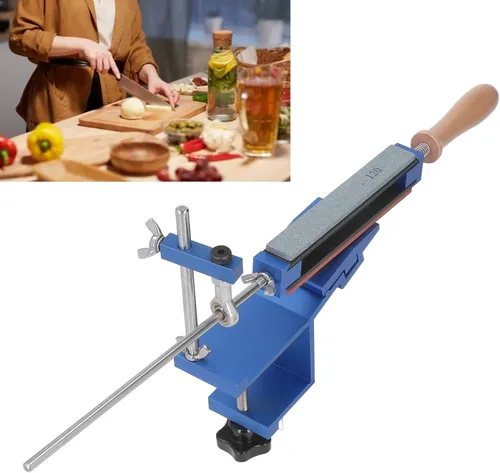 Sistema de afilador de cuchillos de cocina con 6 piedras de afilar, diseño de giro de 360°, ángulo fijo de acero inoxidable, uso doméstico, chef