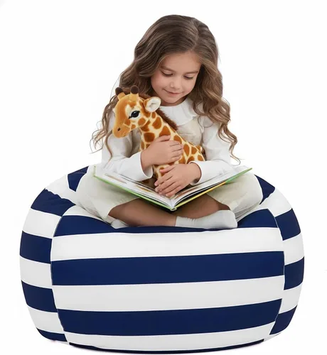 Funda para puf de almacenamiento de animales de peluche, solo para niños y niñas, puf grande sin relleno para organizar juguetes de felpa suave para