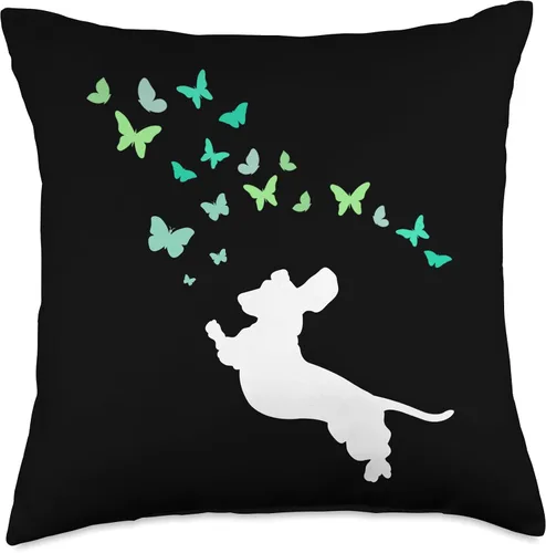 Miniatura 5 de Dachshund Chasing Butterflies Linda almohada, 16 x 16, multicolor