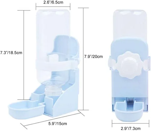 Miniatura 2 de Comedero de agua para conejos, dispensador de agua suspendido de jaula para mascotas, cuenco automático colgante para botella de animales pequeños