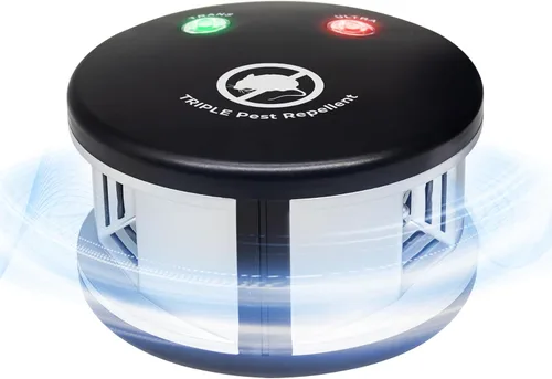 X-PEST Repelente ultrasónico de roedores para interiores, repelente de ardillas de 360°, interruptor de 3 modos con onda de presión, enchufe