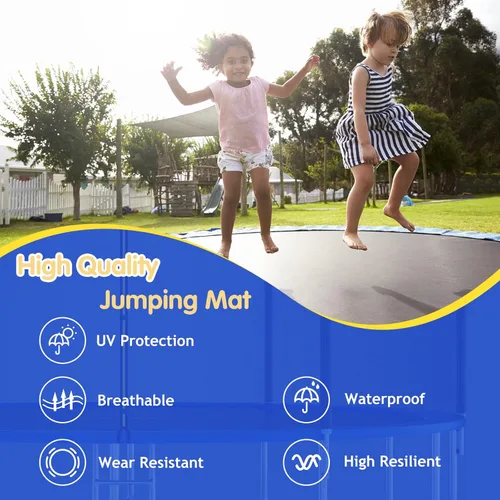 Miniatura 5 de GYMAX Tapete para cama elástica, 8 pies/10 pies/12 pies/14 pies/15 pies/16 pies, tapete de repuesto para trampolín con anillos en V