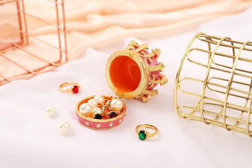 Miniatura 23 de QIFU Pintado a mano esmaltado estilo corona azul decorativo con bisagras joyería baratija caja regalo único para decoración del hogar
