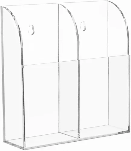 HBlife Organizador de soporte de control remoto acrílico, organizador de montaje en pared transparente para TV, mesita de noche, 2 compartimentos