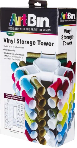 Miniatura 4 de ArtBin - Torre de almacenamiento (12 rollos de vinilo), color blanco Torre de almacenamiento de vinilo