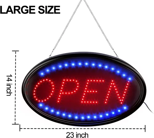 Miniatura 4 de Letrero LED de Abierto, FITNATE Grande 23x14 pulgadas Letrero de Negocio Abierto con Control Remoto Luz de Pantalla Eléctrica, 2 Modos Luces