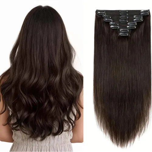 Miniatura 25 de 8Pcs Clip in Hair Extensions Real Human Hair, 140G 18 Inch Ash Blonde Mix Bleach Blonde 18P613