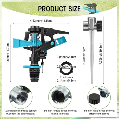 Miniatura 3 de Aspersor automático para jardín, rociador de agua giratorio de 360 grados, para césped, jardín, flores, césped, riego, tiempo de juego para niños