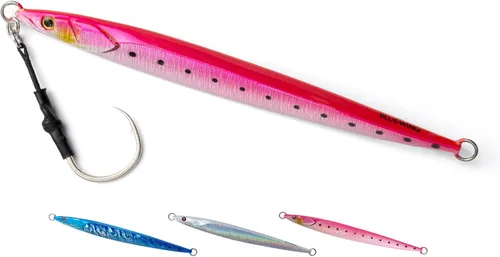 Miniatura 39 de BLUEWING Señuelos de pesca para agua salada de paso lento, plantillas verticales de 2.82 oz-35.27 oz cebo de hundimiento de peces con gancho