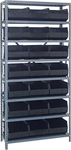 Miniatura 81 de Quantum QSBU-245BK Heavy Duty Shelving Unit with (7) Shelves and (24) QUS245 Black Bins for Garage Warehouse Storage Distribution 400 lb Load