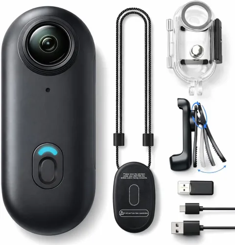 JETO Mini cámara corporal 4K, cámara de acción POV con clip con cordón magnético, clip trasero giratorio, gran angular de 150°, funda impermeable de