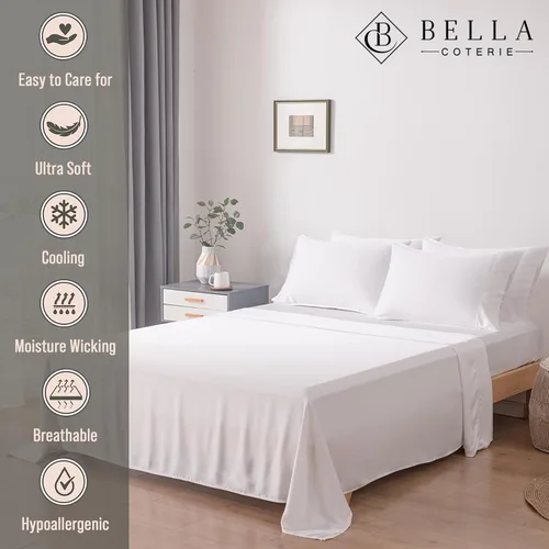 Miniatura 2 de Bella Coterie - Juego de sábanas de viscosa de bambú de lujo de 6 piezas tamaño King 100% cultivado orgánicamente Refrescante para personas que