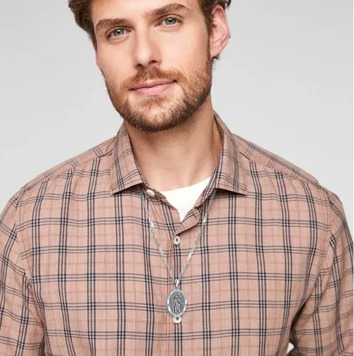 Miniatura 6 de LOOVE Collar de plata de ley 925 de San MiguelSan CristópaloCrucifijo de JesúsSan BenitoVirgen María milagrosa para hombres y mujeres arcángel