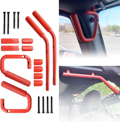Miniatura 8 de Kit de asas de agarre delanteras y traseras de aleación de aluminio para Jeep Wrangler JK JKU Rubicon Sport Sahara (2007-2018) (Negro)