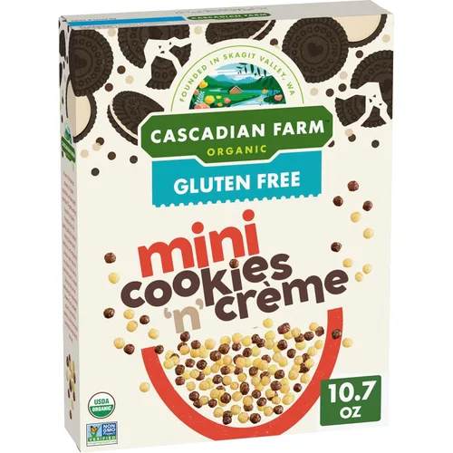 Cascadian Farm Mini galletas y crema orgánica, cereales sin gluten, hechos con grano entero, sin OMG, 10.7 onzas