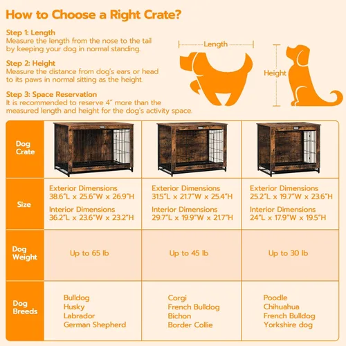 Miniatura 7 de Mueble de jaula para perros, perrera pequeña de 25.5 pulgadas para interiores, jaula de madera con bandeja extraíble, mesa auxiliar lateral que
