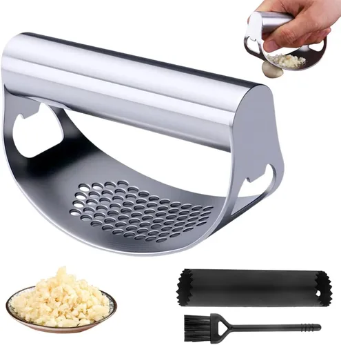 Prensa de ajo de acero inoxidable, juego de balancines de prensa de ajo, accesorios de cocina, picadora de ajo, trituradora de ajo, herramienta de