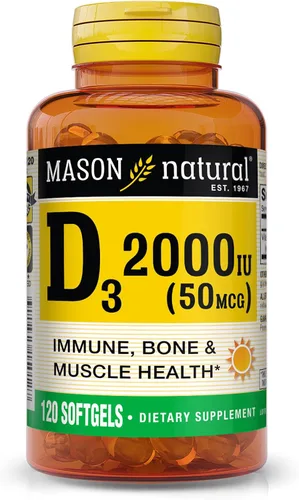 Miniatura 15 de MASON NATURAL Vitamina D3 125 mcg (5000 UI) - Apoya la salud general, fortalece los huesos y los músculos, del aceite de hígado de pescado, 50