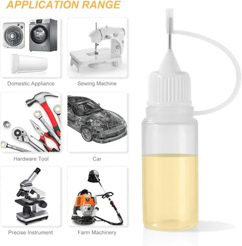 Miniatura 5 de EXCEART 10 botellas de pegamento con punta de aguja, 0.3 fl oz, aplicador de punta de apriete recargable de precisión, botella de plástico con aguja