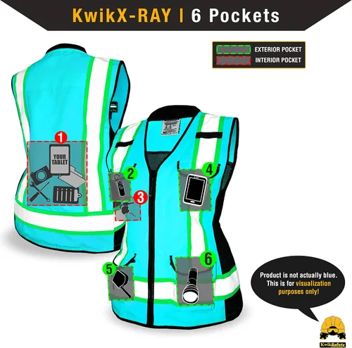 Miniatura 7 de KwikSafety - Charlotte, NC - GODMOTHER (LOOSE FIT) Class 2 & Class 3 Safety Vest for Women [TABLET POCKET] ANSI OSHA