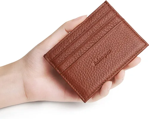Miniatura 19 de Cartera de tarjeta de crédito de cuero genuino, billetera minimalista, inserciones de billetera delgada, 003, Estuche para tarjetas de crédito