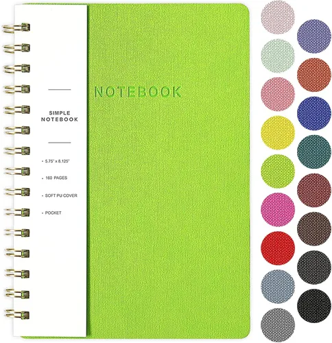 Miniatura 23 de Cuaderno de espiral – Cuaderno grande de tapa dura de 8.5 x 10.98 pulgadas con banda elástica y bolsillo, 180 páginas, diario plano de alambre