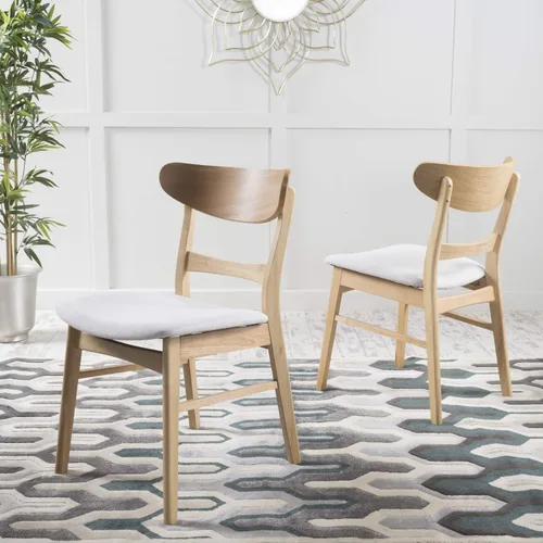 Miniatura 2 de Christopher Knight Home Idalia - Juego de 2 sillas de comedor, color beige claro y acabado en roble