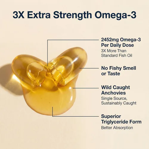 Miniatura 4 de AQUAOMEGA 3X Aceite de pescado omega-3 extra fuerte para apoyo cardíaco, cerebro e inmunológico, 1636 mg EPA, 544 mg de DHA + vitamina D3