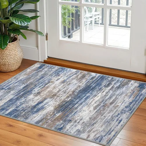 Miniatura 61 de KOZYFLY – Alfombra de pasillo moderna y lavable de diseño abstracto verde, 2 x 5 pies, antideslizante, suave y de pelo corto, ideal para cocina