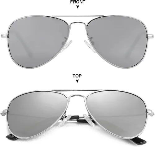 Miniatura 102 de Gleyemor Lentes de sol polarizados estilo aviador para niños y niñas, jóvenes, adolescentes, dos tamaños de 1.969 in y 2.047 in