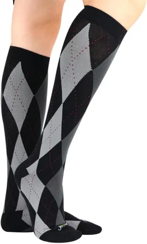 Miniatura 4 de JAVIE Argyle - Calcetines deportivos cómodos de algodón hasta la rodilla para hombres y mujeres, compresión para correr, recuperación, embarazo