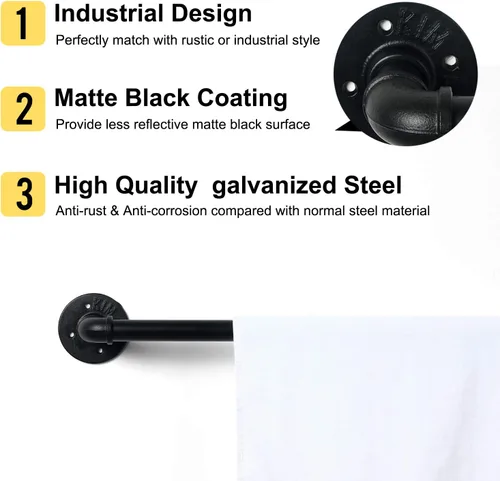 Miniatura 4 de HouseAid Toallero industrial de 18 pulgadas, toallero rústico de granja, barra de toalla de estilo vintage para baño, montaje en pared, negro mate