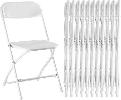 Miniatura 11 de Sweetcrispy Paquete de 4 sillas plegables de plástico para 330 libras, portátiles, metal resistente, fáciles de usar, almacenar, cómodas, para Gris