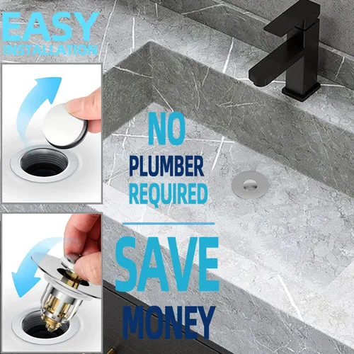 Miniatura 6 de Tapón universal 2 en 1 para fregadero de baño, colador de drenaje desplegable para fregadero de baño con cesta de filtro antiobstrucción, tapón