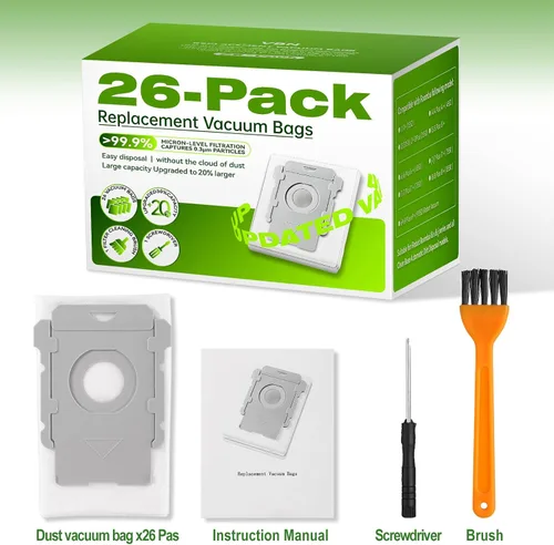 Miniatura 8 de VBN Paquete de 26 bolsas de vacío para iRobot Roomba i S J 100 400 500 Series All Clean Base, compatible con i3+ i4+ i5+ i6+ i7+ i8+ j7+ j8+ j9+ s9+