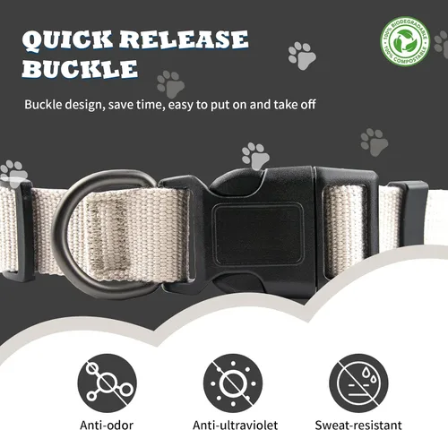 Miniatura 3 de Collar de perro beige para perros pequeños, transpirable, antiolor y suave, cómodo para cachorros de piel sensible, 90% rayón de bambú, collar