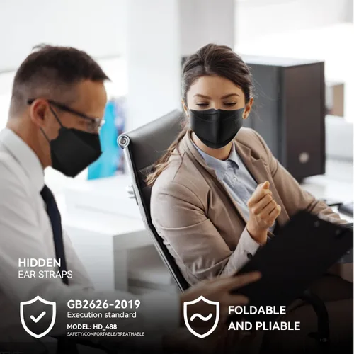 Miniatura 7 de Keangs - KN95 - Mascarillas para adultos y adolescentes, transpirables, protectoras, desechables, paquete de 100 unidades, color negro Negro-adultos