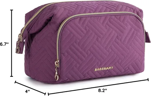 Miniatura 2 de BAGSMART - Bolsa de maquillaje de viaje, bolsa de cosméticos, estuche organizador de maquillaje, grande, de apertura amplia para mujeres, bolso