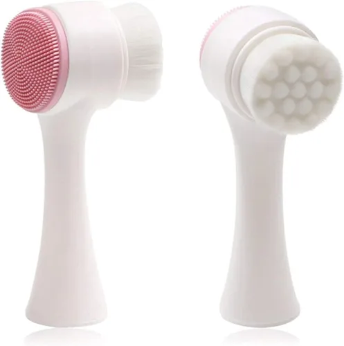 Cepillo facial 2 en 1 para limpieza y exfoliación, cepillo limpiador facial, cepillo de limpieza facial suave de doble cara, cepillo de limpieza