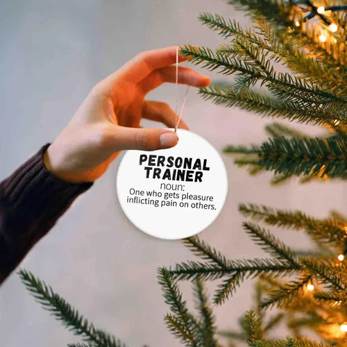 Miniatura 3 de Adornos de Navidad para la familia, entrenador personal, divertido recuerdo de cerámica para decoración del árbol de Navidad para el hogar