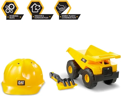 Miniatura 3 de CAT Juguetes de construcción, juego de camión volquete con casco duro CAT y herramientas de arena, juguetes al aire libre para niños a partir de 3