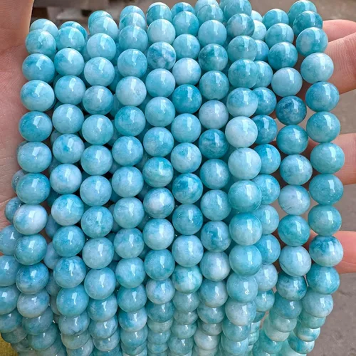 Miniatura 81 de Cuentas de jade verde chino natural, piedras preciosas, cuentas redondas sueltas para hacer joyas, pulsera DIY, collar, 8mm, 45 piezas, 15 pulgadas