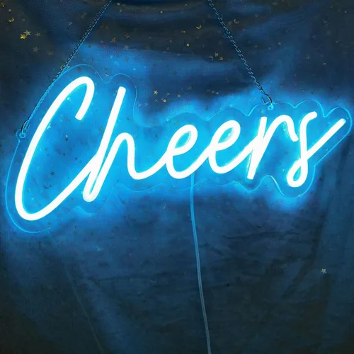 Miniatura 10 de Letrero de neón de Cheers alimentado por USB con interruptor regulable, letrero de luz LED de neón para decoración de fondo de pared, letrero