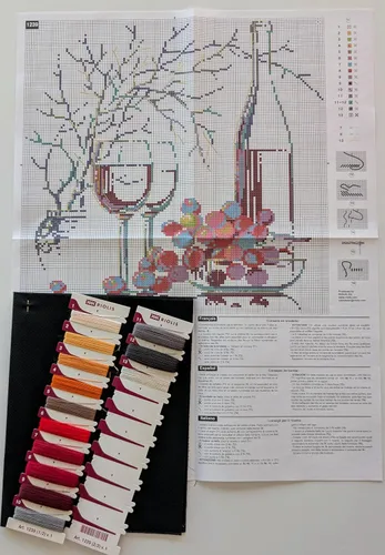 Miniatura 6 de RIOLIS - Bodegón con vino tinto 1239, kits de punto de cruz de 11,81 x 11,81 pulgadas, kits de punto de cruz para principiantes y avanzados, kit