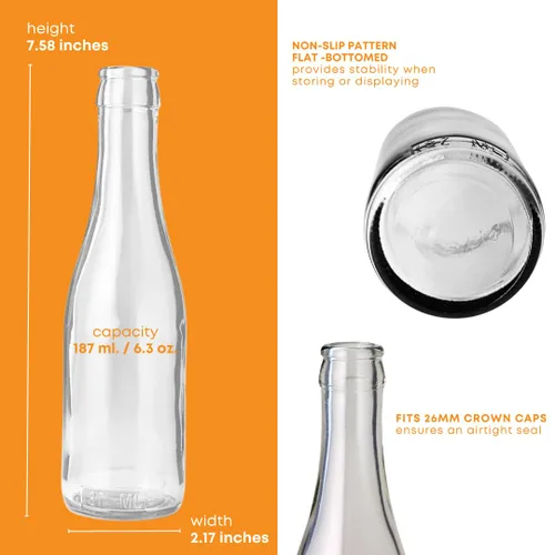 Miniatura 3 de Botellas transparentes de champaña de 6.3 oz, 24 unidades por caja.