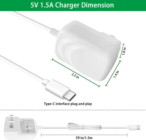 Miniatura 7 de Fuente de alimentación de 5 V 1.5 A, cargador de 5 voltios con puertos tipo C y micro USB, para Kindle de 5 voltios, teléfonos inteligentes