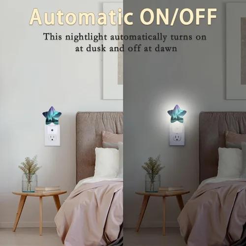 Miniatura 4 de Northern Lights Forest - Luz nocturna enchufable con sensor de atardecer a amanecer para dormitorio, baño y sala de estar, lámpara apta para dormir