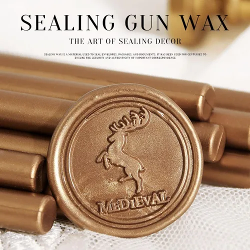 Miniatura 3 de Barra de cera de sello dorada clásica antigua, barra de cera de sello para mini pistola de pegamento, decoración de invitación de boda DIY - Paquete