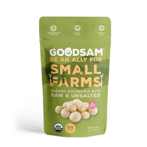 GoodSAM Nueces de macadamia crudas orgánicas, sin sal, frutos secos enteros, sabor cremoso mantecoso, cultivadas de forma sostenible en granjas