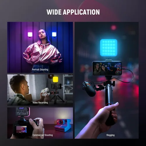 Miniatura 9 de NEEWER RGB62 Luz de video RGB magnética con control de APP mejorado, luz de cámara LED de color completo a 360° con 3 Cold Shoes CRI97+ 2500K-8500K